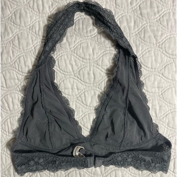 FREE PEOPLE- Lace Halter Bralette in Grey - Picture 4 of 5